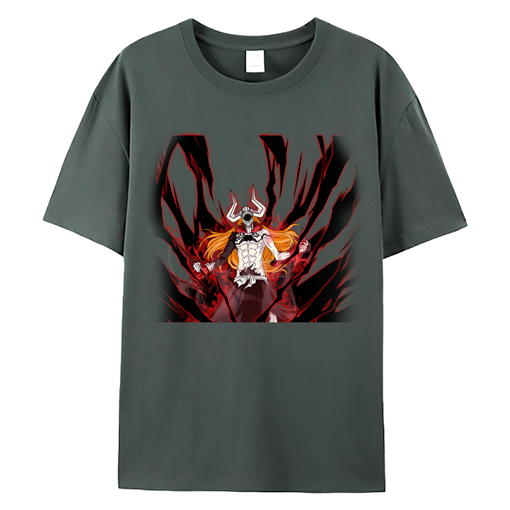 （画像用） ブリーチ 黒崎一護（くろさき いちご）BLEACH Kurosaki Ichigo 綿100％ メンズ半袖Tシャツ｜肌触りやわらか＆通気性